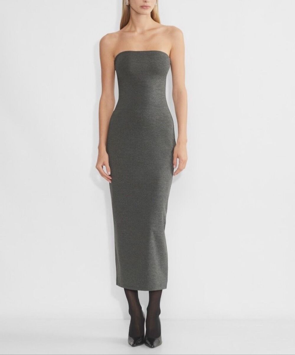 Aritzia $98 Contour Enrapture Maxi Tube Dress in gray M NEW